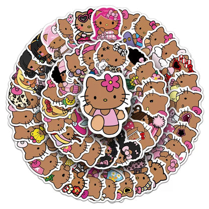 10/50枚 漫画 かわいい ブラック スキン ハローキティ ステッカー かわいい グラフィティ 装飾 荷物 ノート 防水 デカール 子供 ギフト おもちゃ