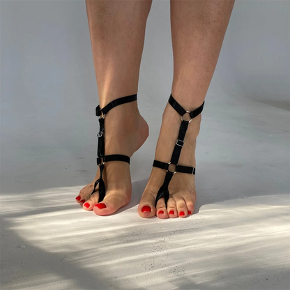 Ingemark Gothic Black Elastic Band Bandage Anklet Bracelet for Women High Heel Summer Barefoot Ankle Sandals Prom Foot Jewelry
