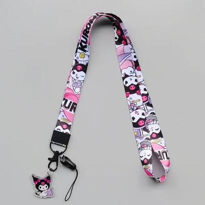 Cute Sanrio Characters Cosplay Accessories Cartoon Neck Strap Lanyard with Phone Strap and Card Holder