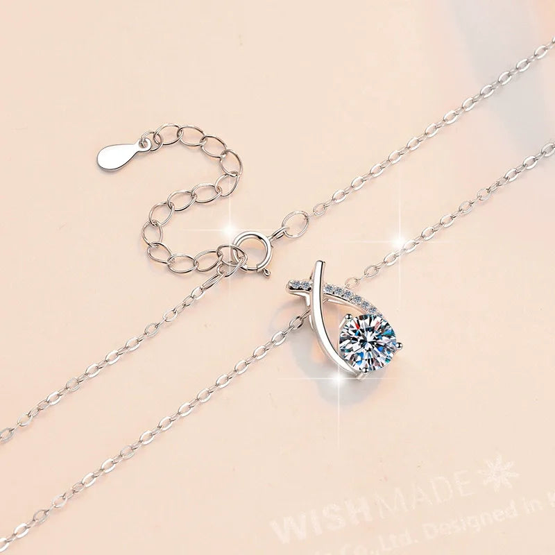 ZFSILVER Fashion Trendy Classic s925 Silver Luxury Moissanite Mermaid Princess Necklace For Women Accessories ewelry Gift HK0104