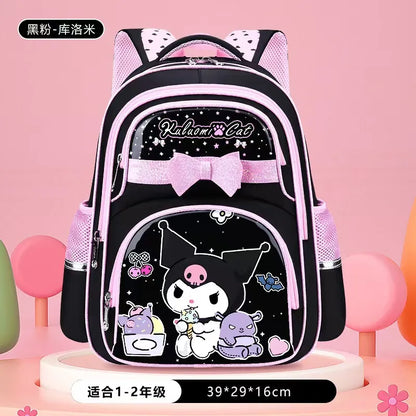 New Kuromi Trolley School Bag Melody Girls Trolley Bag Stationery Storage 2 Wheels/6 Wheels Telescopic Folding Climbing Floors