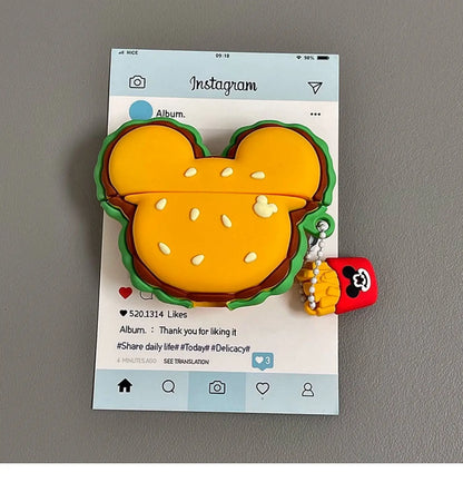 Airpods 1 2 3 4 Pro Pro 2 ミッキーバーガー シリコンイヤホンケース アクセサリー カバー