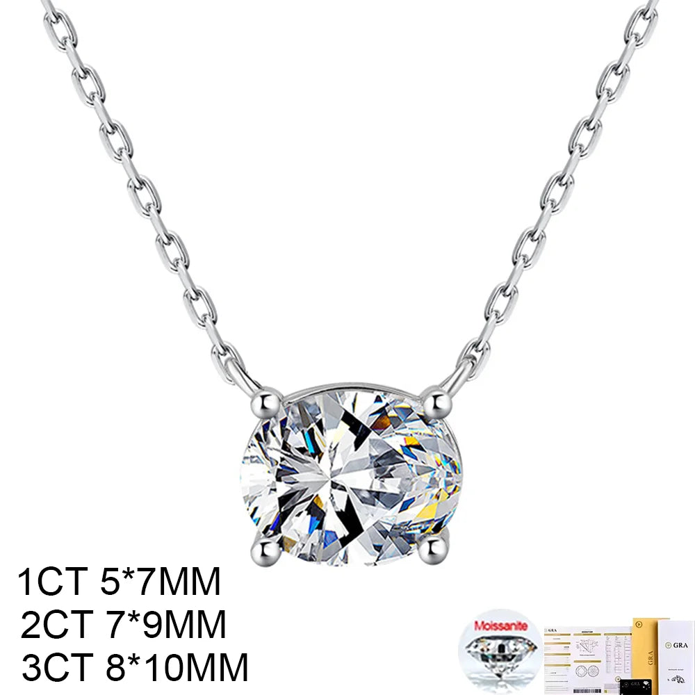 COSYA 1-3CT Oval Cut Moissanite Pendant Necklace For Women S925 Silver 18K Gold Lab Diamond Necklace Wedding Party Fine Jewelry