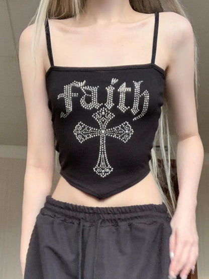 Dulzura Glitter Trendy Crop Top Strap Vest Slim Fit Base irt Hot Girl Summer 2024 ort Sle Letter Pattern Street Sle