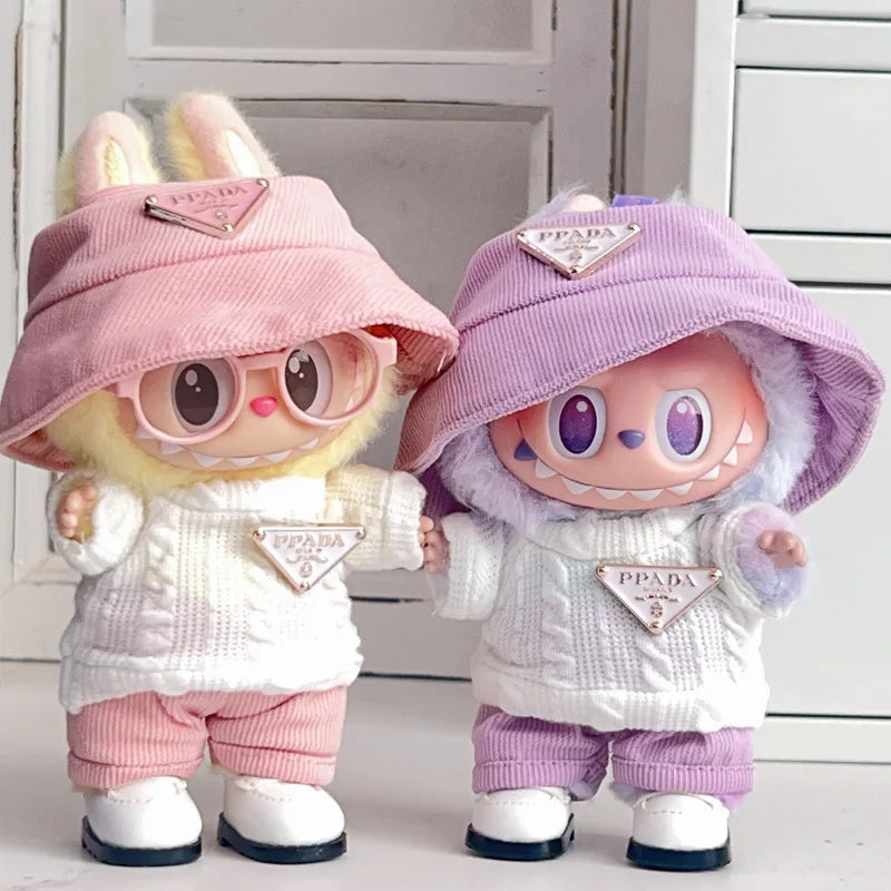Labubu第一世代と第二世代のベビー服 Labubu三角セーターオーバーオール帽子セット お座りパーティーにも着用可能