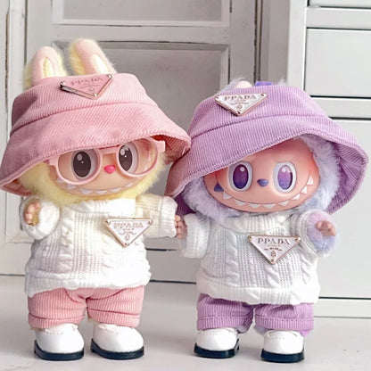 Labubu第一世代と第二世代のベビー服 Labubu三角セーターオーバーオール帽子セット お座りパーティーにも着用可能