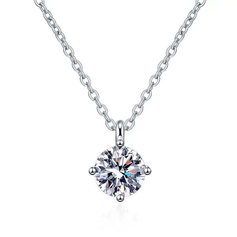 Smyoue 1ct VVS Moissanite Necklace for Women Simulated Lab Diamond Pendant Gift 100% Sterling Silver Wedding Jewelry Four-claw