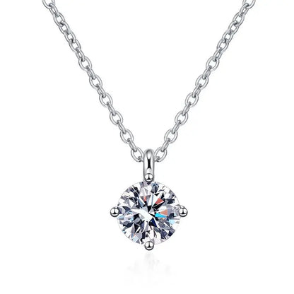 Smyoue 1ct VVS Moissanite Necklace for Women Simulated Lab Diamond Pendant Gift 100% Sterling Silver Wedding Jewelry Four-claw