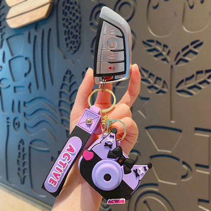 Sanrio Kuromi Projection Camera Keychain Cartoon Student Backpack Ornament Car Ornament Small Figurine Ornament Children Toy