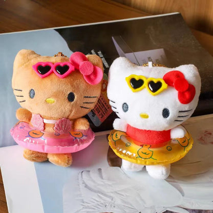 かわいい Sanrio Hello Kitty スイミングサークル ぬいぐるみ おもちゃ カートゥーン Kt キャット ハワイアンスタイル バックパック飾り 女の子向けギフト