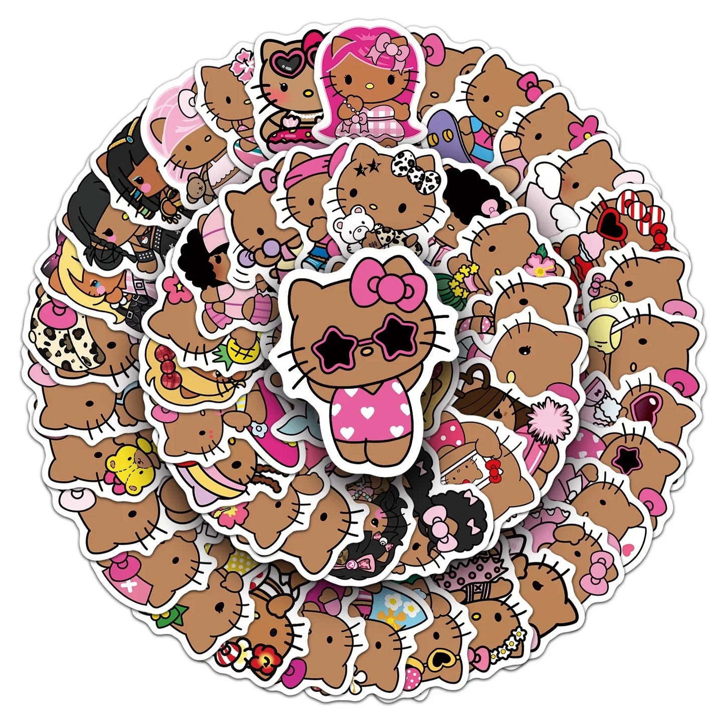 10/50枚 漫画 かわいい ブラック スキン ハローキティ ステッカー かわいい グラフィティ 装飾 荷物 ノート 防水 デカール 子供 ギフト おもちゃ
