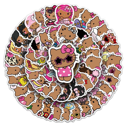 10/50枚 漫画 かわいい ブラック スキン ハローキティ ステッカー かわいい グラフィティ 装飾 荷物 ノート 防水 デカール 子供 ギフト おもちゃ