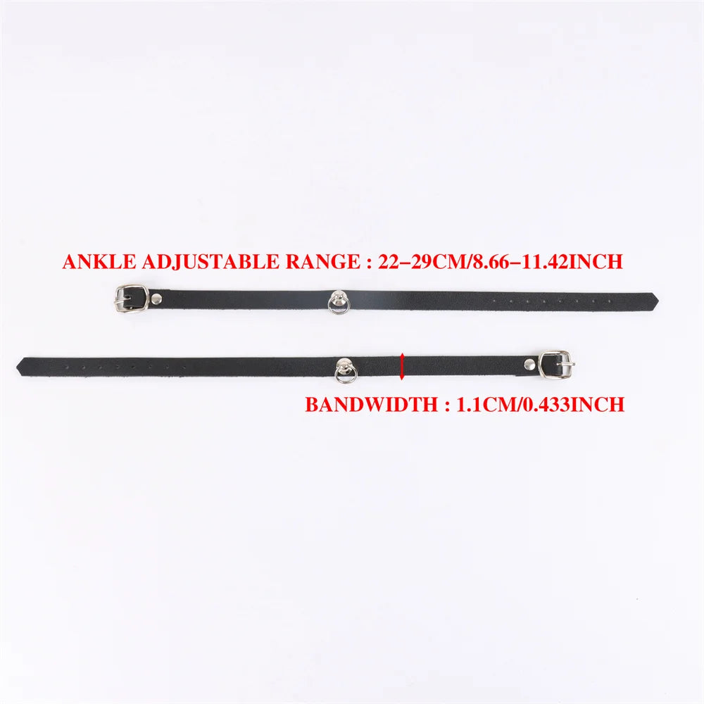 Ankle Belt Black O-Ring Ankle Punk Leather Feather Anklet Men's Women Alloy Pendant Accessories YK2 Ankle Belt