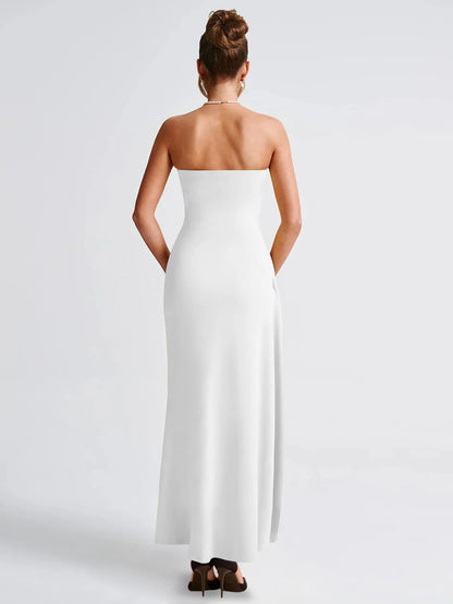 Giyu Sexy Club Evening Party Dresses Women 2025 Summer Slash Neck Backless Ruffles Split Maxi Long Dress Elegant Bodycon Robe