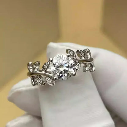 1CT Leaf Moissanite Diamond Engagement RingsCertified for Women 925 Sterling Silver Plated  White Gold Wedding Band Promise Ring