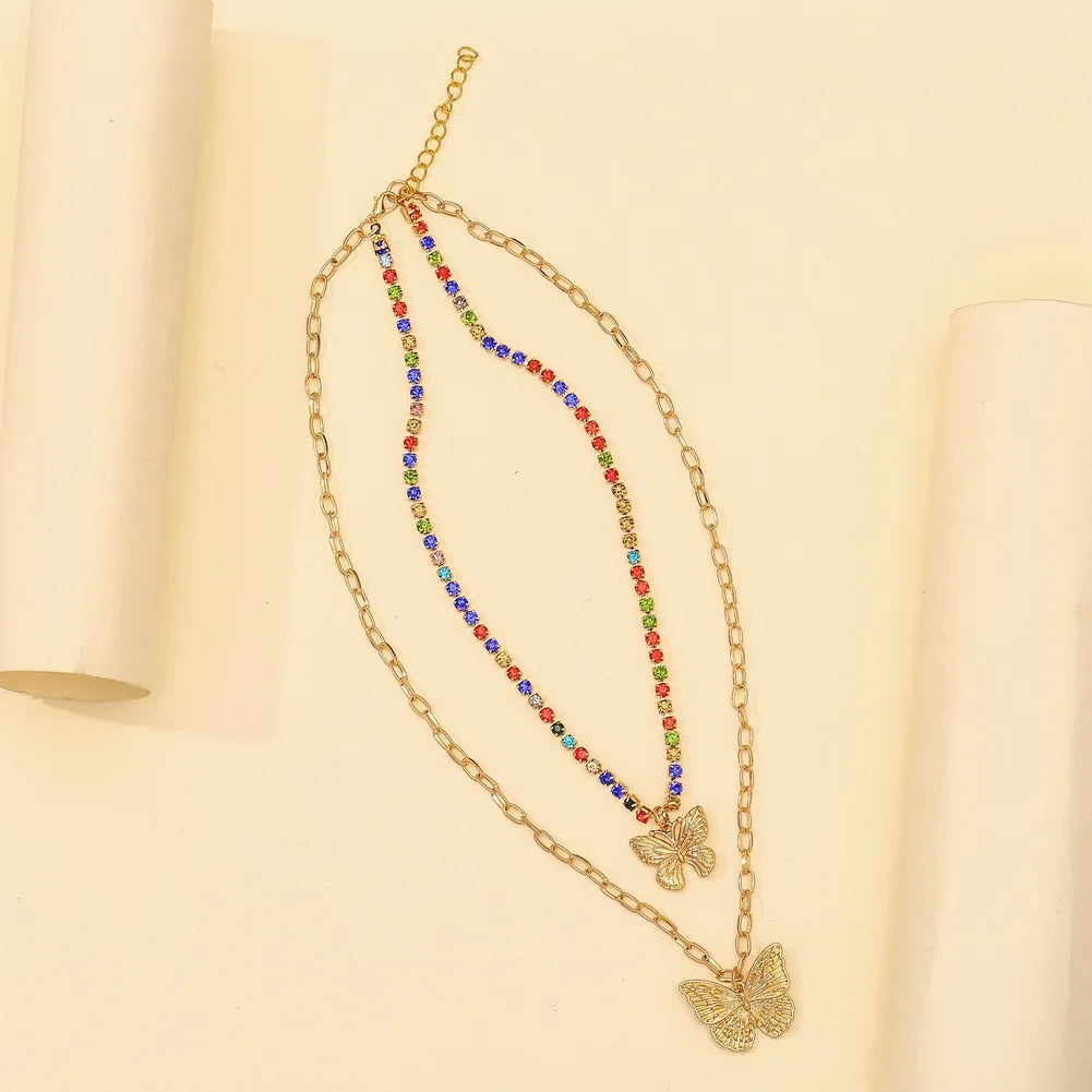 Luxurious Square Pink Zircon Pendant Necklace For Women Fashionable Personalized Daily Accessory Party Jewelry Birthday Gifts