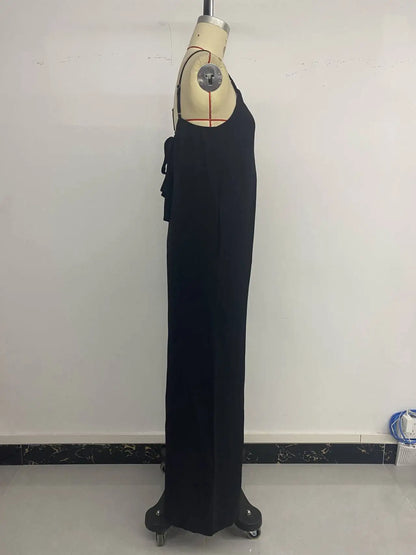 Season Sleeveless Jumpsuit Casual RuffleWide Leg Jumpsuit