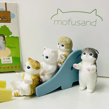 4cm Mofu 猫 サンズ アクションフィギュア コレクションセット 動物ヘッドギア人形 かわいい PVCモデル デスクトップ装飾 工芸品 ギフト おもちゃ