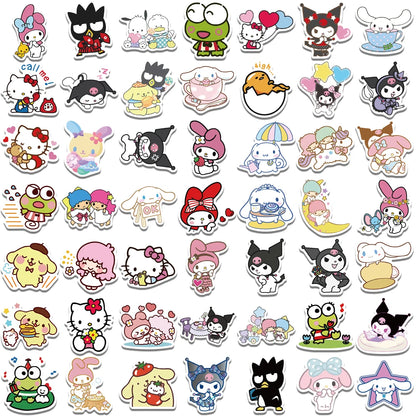 50/100PCS Sanrio Mix Stickers Hello Kitty Kulomi Waterproof Graffiti Phone Laptop Luggage Guitar Notebook Stickers Kids Toys