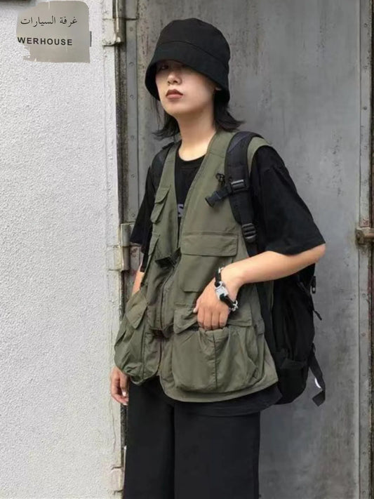 Loose ex Oversized keted Workwear Vest Street Sle Spor Svel Jaet for Men And Women Summer Casual Wear
