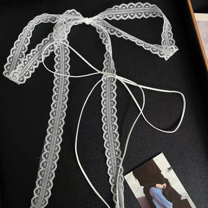 Fashion Choker Necklace for Women Sexy Black White Lace Bowknot Pendant Short Clavicle Chain Gothic Chokers Aesthetic Jewelry