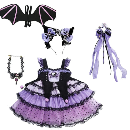 Halloween Sanrio Cosplay Princess Dress Kuromi Lolita Christmas Children's Costume Dresses Puffy Skirt Suit Cute Girls Dress