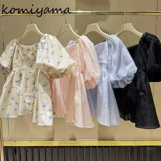 Japanese Print Blusas Mujer Sexy Off Shoulder Puff Sleeve Shirts & Blouses Woman 2025 Clothing Loose Camisas Summer New Ropa