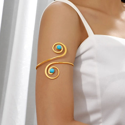 Upper Arm Cuff Bracelet for Women, Minimalist Gold Plated Armband Statement Party Armlets Jewelry