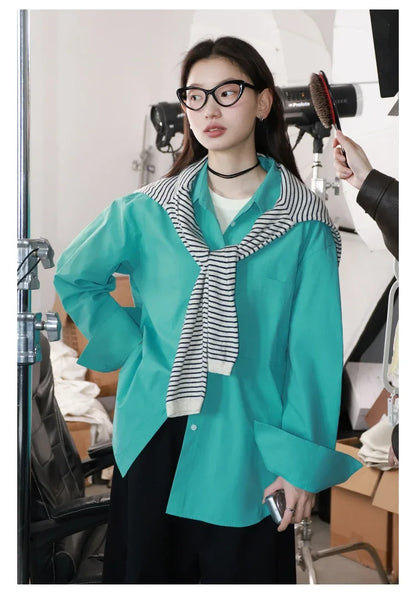 CHIC VEN Women Shirts Solid Long Sleeve Loose Single Breasted Female Blouses Woman Cotton Spring Summer 2025 Clothing