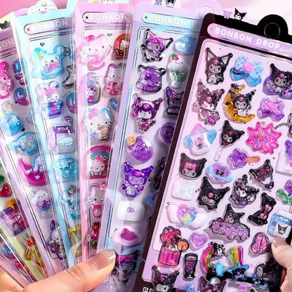 Kawaii Sticker DIY Hand Account Diary Decorative Kitty Kuromi Funny Cartoon Kids Girls Christmas Birthday Gift Reward Toy