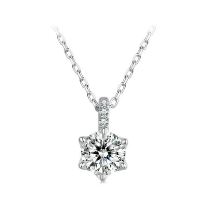 Bamoer U 0.5/1CT Moissanite Pendant Necklace 6 Prongs Round Cut VVS1 Lab Diamond Neck Chain For Women Engagement Jewelry Gift