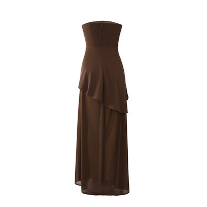 Suninheart Summer Long Dress Elegant 2025 New Arrivals Strapless Chiffon Dress with Scarf Sexy Party Dresses Women