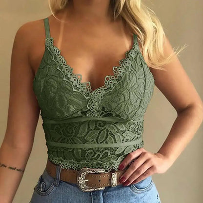 Plus Size 3XL Vest Tank Women Lace Sexy Camisole V Neck Tank Top Underwear Vest Candy Color Bralette Clothes