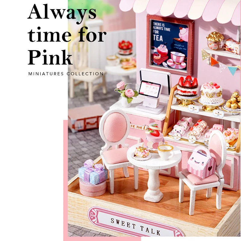 木製ミニチュアドールハウス DIY 小さな家キット 3Dパズル 組み立て式ハウス 家具 おもちゃ 子供の誕生日プレゼント