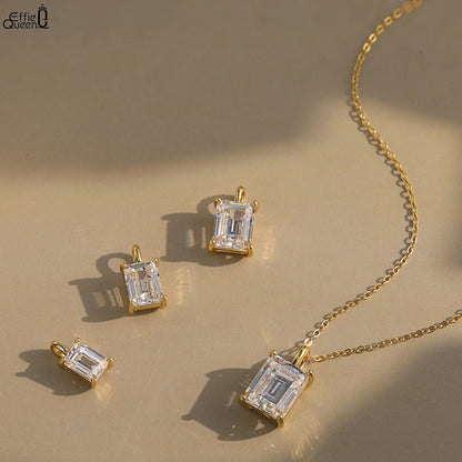 EFFIE QUEEN 925スターリングシルバーネックレス、華やかなプリンセスカットモアサナイトペンダント付き、女性にぴったりのジュエリー MON09