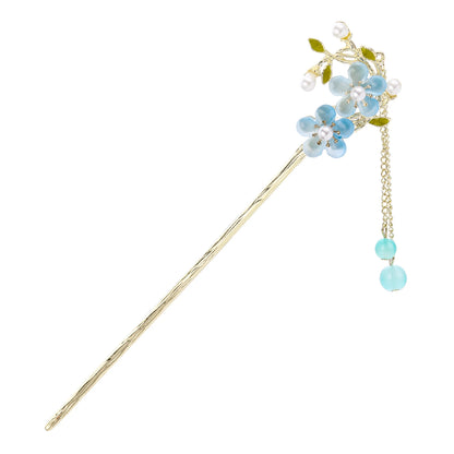 Elegant Chinese Style Hair Accessory Romantic Enameled Flower Tassel Hair Clip Alloy Jewelry Hairpin For Women Fashion Hairpin
