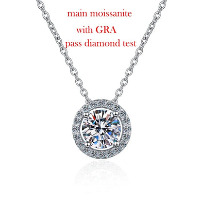 Smyoue 0.3-2CT 100% D Color Moissanite Necklace for Women Sparkling Lab Diamond Pendant 925 Sterling Silver Wedding Jewelry GRA