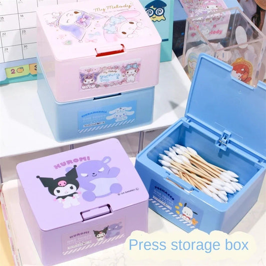 Sanrio Anime Hello Kitty Press Box Cute Cartoon Cinnamonroll Girl Lipstick Cosmetics Storage Box Desktop Item Storage Box