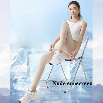Women's Thin Yoga Leggings High-waisted Elastic Summer Thin Sunscreen Leggings Sexy Lift Buttocks Fitness Pants Bottoming Pants