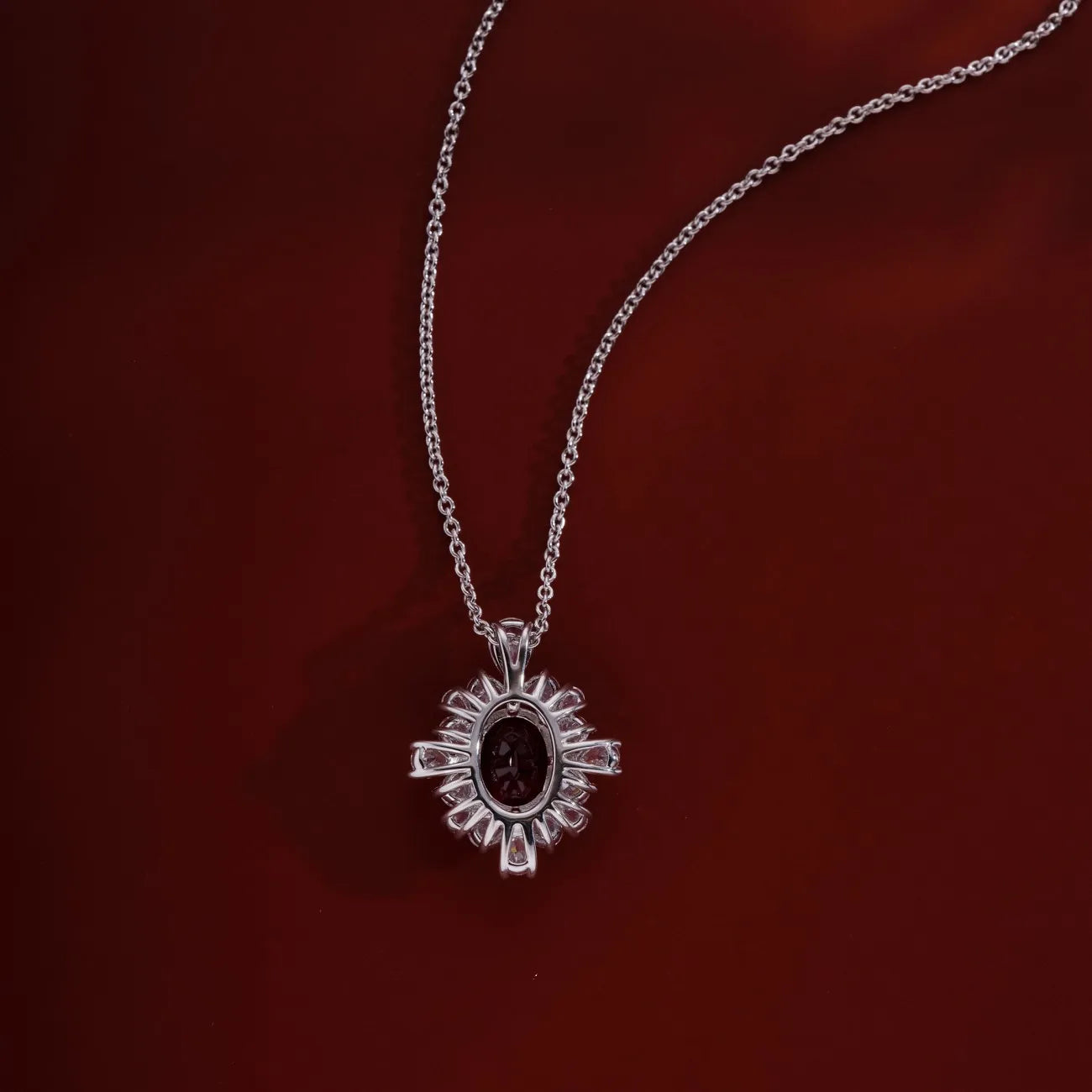 2.5ct 5A ラボグロウンルビー ネックレス レディース用 レッドダイヤモンド 925シルバープレート 18kゴールドネックレス