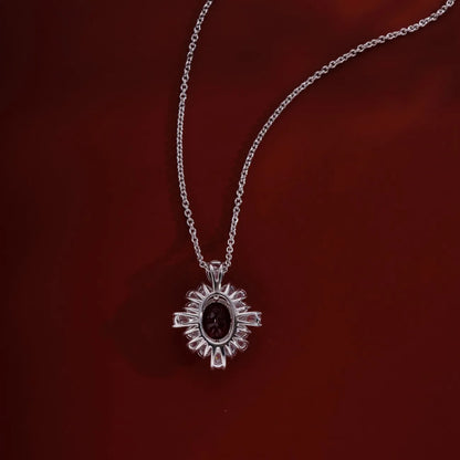 2.5ct 5A ラボグロウンルビー ネックレス レディース用 レッドダイヤモンド 925シルバープレート 18kゴールドネックレス
