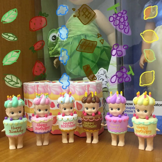 Sonny Angel Birthday Cake Series Blind Box Lying Down Angel Series Anime Figures Kawaii Cartoon Surprise Box Toys For Kids Gifts