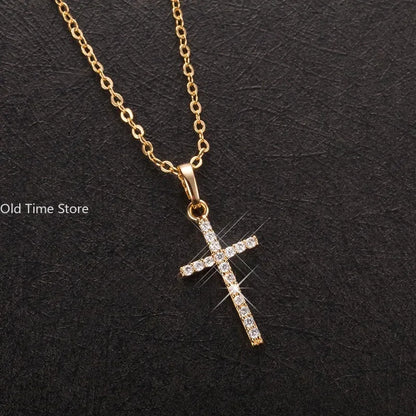 Gift Cross Necklace for Women - Gold Plated Cross Necklace Layered Small Side Necklace Women's Fashion Jewelry