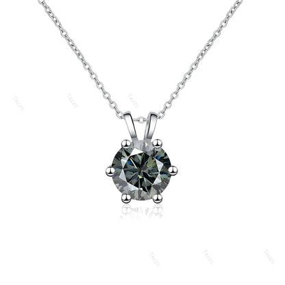 Tezzc 1CT Sparkling Luxury Moissanite Lab Diamond Pendant Necklace for Women 925 Sterling Silver High Quality Fine Jewelry