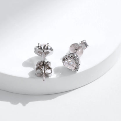 MODIAN Moissanite D Color Stud Earrings Hearts Cut Lab Created Diamond 925 Sterling Silver Romantic Earrings For Women Jewelry
