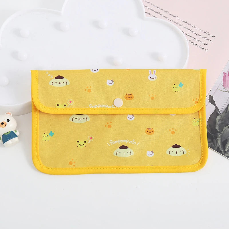 Sanrio Kuromi Waterproof Mask Storage Bag Melody Portable Small Item Storage Bag Cosmetic Bag Oxford Cloth Receipt Bag
