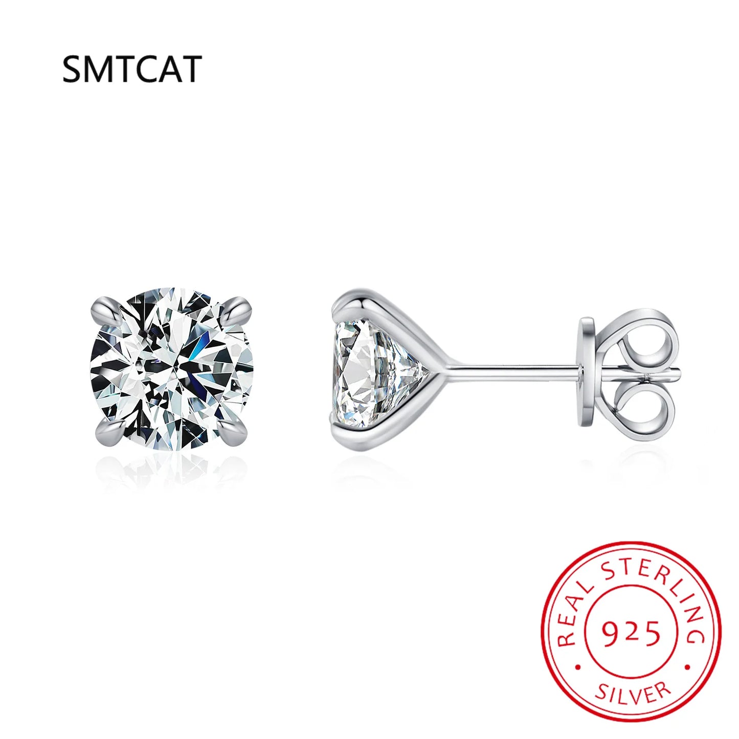 Dカラー 1CT モアサナイト スタッドピアス 925スターリングシルバー ブリリアントラウンドカット ラボ製ダイヤモンド ジュエリー レディース用ブリンコス