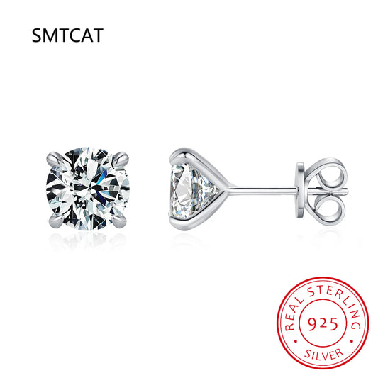 D Color 1CT Moissanite Stud Earrings 925 Sterling Silver Brilliant Round Cut Lab Created Diamond Jewelry Brincos For Women