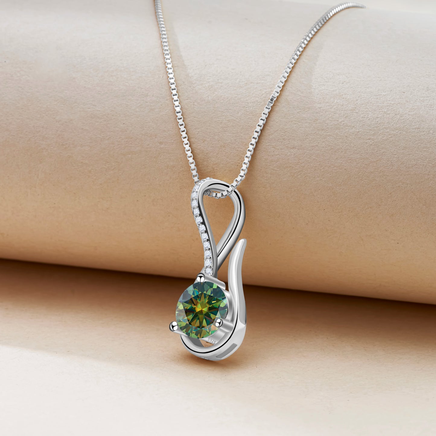 2 Carat 8mm Moissanite Necklace for Women GRA Certified 925 Sterling Silver Solitaire Pendant Chain Diamond Tester Included
