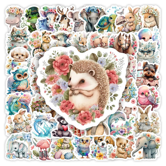 Kawaii Aesthetic Animal Stickers Kids DIY Toys Waterproof Graffiti Decal for Journal Scrapbook Laptop Phone Luggage Decorative
